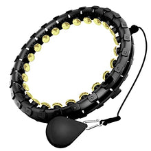 Load image into Gallery viewer, Dumoyi Smart Weighted Fit Hoop for Adults Weight Loss, 24 Detachable Knots, 2 in 1 Adomen Fitness Massage Workout Equipment, Great for Exercise and Fitness (Black- Golden)
