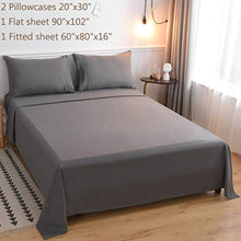 Load image into Gallery viewer, LBRO2M Bed Sheet Set Queen Size 16 Inches Deep Pocket 1800 Thread Count 100% Microfiber Sheet,Bedding Super Soft Hypoallergenic Breathable,Resistant Fade Wrinkle Cool Warm,4 Piece(Dark Grey)
