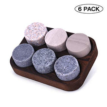 Load image into Gallery viewer, 6 Pack Whiskey Stones - Whiskey Stones Set of Round Granite Whiskey Rocks with Elegant Wooden Storage Tray for Chilling Beverages
