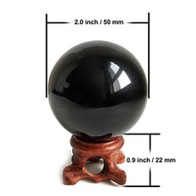 Load image into Gallery viewer, Mina Heal Obsidian Crystal Ball for Fengshui Ball, Meditation, Crystal Healing, Divination Sphere, Home Decoration, 100% Natural and Genuine (50 mm)
