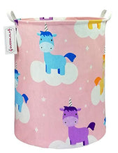 Load image into Gallery viewer, QUEENLALA Large Storage Basket,Laundry Hamper/Bathroom/Home Decor/Collapsible Round Storage Bin,Boys and Girls Hamper/Boxes/Clothing（Pink Unicorn）
