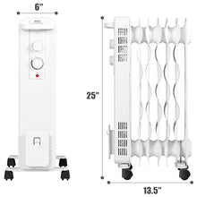 Load image into Gallery viewer, PETSITE Oil Filled Radiator Heater, 1500W Portable Space Heater with 3 Heating Modes &amp; Adjustable Thermostat, Tip-Over &amp; Overheat Protection, Electric Quiet Heater w/ Wheels for Home Office Indoor Use
