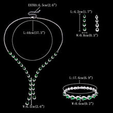 Load image into Gallery viewer, Crysdue Teardrop Wedding Jewelry Set for Brides Bridesmaid, Cubic Zirconia Gorgeous Y Shape Necklace Bracelet Dangle Earrings Set for Wedding Party Prom
