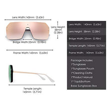 Load image into Gallery viewer, Oversized Shield Sunglasses Flat Top Gradient Lens Rimless Glasses for Women Men (Black Frame/Mirror Pink Lens)
