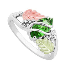 Load image into Gallery viewer, Marquise Synthetic Emerald May Birthstone Wrap Ring, Sterling Silver, 12k Green and Rose Black Hills Gold Size 5.5
