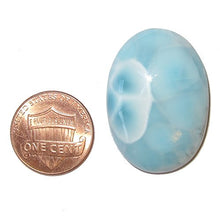 Load image into Gallery viewer, Satin Crystals Larimar Cabochon 1.25" Collectible Oval Gemstone Blue White Peace Sign Stone Zen Boho Natural Healing Rock Rare C17
