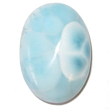 Load image into Gallery viewer, Satin Crystals Larimar Cabochon 1.25" Collectible Oval Gemstone Blue White Peace Sign Stone Zen Boho Natural Healing Rock Rare C17
