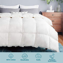 Load image into Gallery viewer, Bedsure 100% Cotton Down Comforter Full/Queen Size (88x88 inches) - Down and Feather Quilted Comforter, 50 OZ 700 Fill Power Washable All Season Bed Comforter - White Duvet Insert with Corner Tabs
