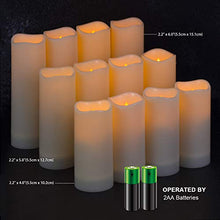 Load image into Gallery viewer, Enido Flameless Candles Led Candles Pack of 12 Battery Candles (D2.15'' x H4''5''6'') Waterproof Outdoor Indoor Candles with 10-Key Remotes and Cycling 24 Hours Timer (Plastic)
