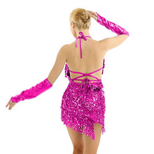 Load image into Gallery viewer, YiZYiF Women's Halter Neck Latin Salsa Tango Ballroom Dance Costume Tassels Sequins Dress Rose One Size
