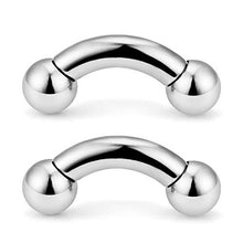 Load image into Gallery viewer, Ftovosyo 2PCS PA Ring Curved Barbell Internally Threaded Monster Screwball Rings 316L Surgical Steel Pierced Body Jewelry 2G 12mm
