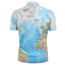 Load image into Gallery viewer, Cool1980s Mens World Map Print Stylish Button Down Short Sleeve Shirt &amp; Printing Shirt Top Blouse (Blue, XXL)
