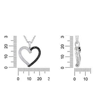 Load image into Gallery viewer, Pipa Bella 925 Sterling Silver Vintage Silhouette Wrap Heart Pendant with Natural Diamonds and Treated Black Diamonds. Pendant Necklaces for Women Girls 1/4cttw (IJ - I2 I3)
