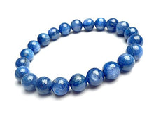 Load image into Gallery viewer, Natural Blue Kyanite Gemstone Crystal Stretch Round Bead Bracelet AAA 8mm
