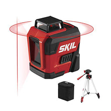 Load image into Gallery viewer, SKIL 65ft. 360° Red Self-Leveling Cross Line Laser Level with Horizontal and Vertical Lines Rechargeable Lithium Battery with USB Charging Port, Compact Tripod &amp; Carry Bag Included - LL932201

