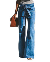 Load image into Gallery viewer, SUNSIOM Women Jeans High Waist Wide Leg Denim Flare Loose Jeans Palazzo Office Lady Retro Jeans Long Pants with Belt
