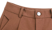 Load image into Gallery viewer, Tanming Women's Thick Wool Blend Cropped Wide Leg Pant Trousers (Small, Brown)
