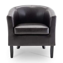 Load image into Gallery viewer, Belleze Modern Arm Club Chair Faux Leather Tub Barrel Style, Brown

