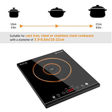 Load image into Gallery viewer, Portable Induction Cooktop, iSiLER 1800W Sensor Touch Electric Induction Cooker Cooktop with Kids Safety Lock, 18 Power 17 Temperature Setting Countertop Burner with Timer
