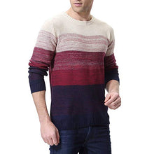 Load image into Gallery viewer, LongPing Mens Fashion Crewneck Striped Pullover Sweater Soft Thermal Cotton Knitted Color Block Sweaters(my235Red-X-Large)
