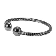 Load image into Gallery viewer, MagnetRX® Magnetic Therapy Bracelet Cuff - Twisted Cable Stainless Steel Bangle Magnetic Bracelets for Pain Relief, Balance &amp; Energy - Elegant Golf Bracelet for Men &amp; Women (Gunmetal | Medium)

