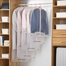 Load image into Gallery viewer, Perber Hanging Garment Bag Lightweight Clear Full Zipper Suit Bags (Set of 10) PEVA Moth-Proof Breathable Dust Cover for Closet Clothes Storage -24'' x 40''/10 Pack
