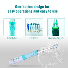 Load image into Gallery viewer, SEAGO Kids Electric Toothbrush, Sonic Tooth Brush Soft Bristles Battery Powered with Smart Timer and Colorful LED Waterproof for Baby &amp; Kids with 2 Soft Bristles, Green
