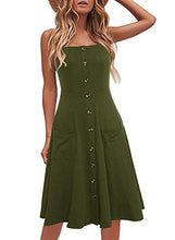 Load image into Gallery viewer, Berydress Women's Casual Beach Summer Dresses Solid Cotton Flattering A-Line Spaghetti Strap Button Down Midi Sundress (S, 6106-Teal)
