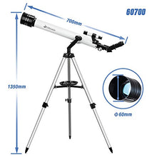 Load image into Gallery viewer, Telescopes for Adults, Telescope for Beginners and Kids - 700mm Focal Length Refractor &amp; Travel Scope to Observe Moon and Planet with 10mm Eyepiece Smartphone Mount and Tripod
