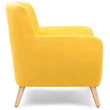 Load image into Gallery viewer, Best Choice Products Mid-Century Modern Linen Upholstered Button Tufted Accent Chair - Yellow
