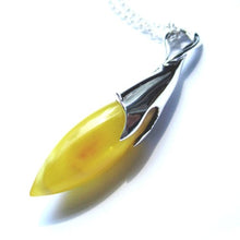 Load image into Gallery viewer, Butterscotch Amber Sterling Silver French Collection Cute Pendant Rolo Chain 18 Inches
