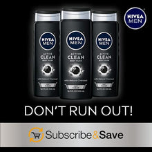 Load image into Gallery viewer, NIVEA MEN DEEP Active Clean Charcoal Body Wash, Cleansing Body Wash with Natural Charcoal, 3 Pack of 16.9 Fl Oz Bottles
