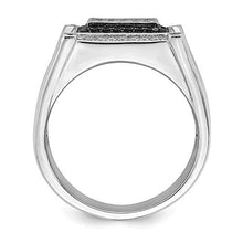 Load image into Gallery viewer, 925 Sterling Silver Cubic Zirconia Cz Black White Mens Band Ring Size 9.00 Man Fine Jewelry For Dad Mens Gifts For Him
