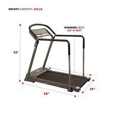 Load image into Gallery viewer, Sunny Health &amp; Fitness Walking Treadmill with Low Wide Deck and Multi-Grip Handrails for Balance, 295 LB Max Weight - SF-T7857,Black
