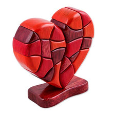 Load image into Gallery viewer, NOVICA Red Romantic Love Heart Shaped Wood Sculpture, 6.25" Tall 'Heart of Love'
