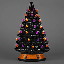 Load image into Gallery viewer, Best Choice Products Pre-Lit 15in Ceramic Tabletop Halloween Tree Holiday Decoration w/Orange &amp; Purple Bulb Lights
