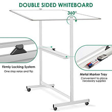 Load image into Gallery viewer, Double Sided Mobile Whiteboard, 48 x 32 inches Large Rolling White Board, maxtek Reversible Magnetic Dry Erase Board Easel Standing Whiteboard on Wheels for Home Office Classroom
