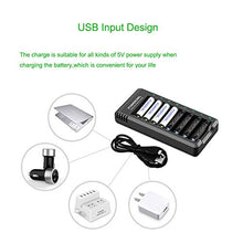 Load image into Gallery viewer, Rechargeable AA Batteries with Charger, POWEROWL 8 Pack of 2800mAh High Capacity Low Self Discharge Ni-MH Double A Batteries with Smart 8 Bay Battery Charger (USB Fast Charging, Independent Slot)
