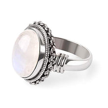 Load image into Gallery viewer, SUVANI Sterling Silver White Moonstone Double Rope &amp; Chain Edge Vintage Band Ring Size 8

