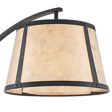 Load image into Gallery viewer, Oak River Rustic Mission Arc Floor Lamp Dark Gray Wood Base Mica Shade for Living Room Reading Bedroom Office - Franklin Iron Works
