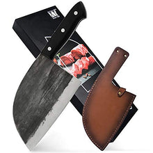 Load image into Gallery viewer, Authentic XYJ Full Tang 6.7 Inch Forging Serbian Chef Knife Kitchen Knife With Leather Sleeves
