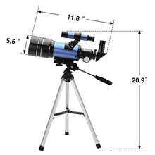 Load image into Gallery viewer, ToyerBee Telescope for Kids&amp;Beginners, 70mm Aperture 300mm Astronomical Refractor Telescope(15X-150X), Portable Travel Telescope for Adult with A Finder Scope, A Phone Adapter&amp; A Wireless Remote
