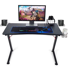 Load image into Gallery viewer, GTRACING Gaming Desk Computer Office PC Gamer Table Racing Style Professional Game Station Z-Shaped with Gaming Controller Tablet Stand &amp; Cup Holder, Black
