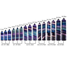 Load image into Gallery viewer, Runyangshi Natural Rainbow Fluorite Healing Crystal Wands, Self Standing Healing Crystal Point Wand Faceted Prism Wand for Crystal Healing, Reiki, Home Decor (1, H 3.1"-3.5" (8-9cm))
