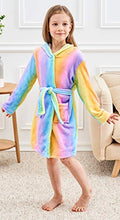 Load image into Gallery viewer, Doctor Unicorn Soft Unicorn Hooded Bathrobe Sleepwear - Unicorn Gifts for Girls (Rainbow, 6 Years)
