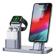 Load image into Gallery viewer, Conido Charging Station for Apple Products, 3 in 1 Charging Dock for Apple Watch SE 6 5 4 3 2 1, Charging Stand for AirPods 1 2 iPhone SE New 11 Pro Max XR XS Max X 8 Plus 7 Plus 6S Plus 5 5S SE 5C
