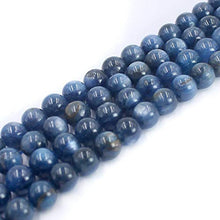 Load image into Gallery viewer, SR BGSJ Jewelry Making Craft Natural 8-9mm Round Blue Kyanite Gemstone Loose Spacer DIY Beads Strand 15"

