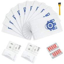 Load image into Gallery viewer, Yours 10 Packs Replacement Miele AirClean 3D Efficiency GN Dust Bags,10123210 GN Vacuum Bags, with 2 Motor Protection Filter, 2 AirClean Filter,2 Freshener and A Free Cleaning Brush
