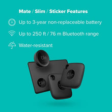 Load image into Gallery viewer, Tile Mate Essentials (2022) 4-Pack (2 Mate, 1 Slim, 1 Sticker)- Bluetooth Trackers &amp; Item Locators for Keys, Wallets, Remotes &amp; More; Easily Find All Your Things
