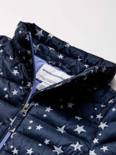 Load image into Gallery viewer, Amazon Essentials Girl's Lightweight Water-Resistant Packable Puffer Jacket, Navy Star, Medium
